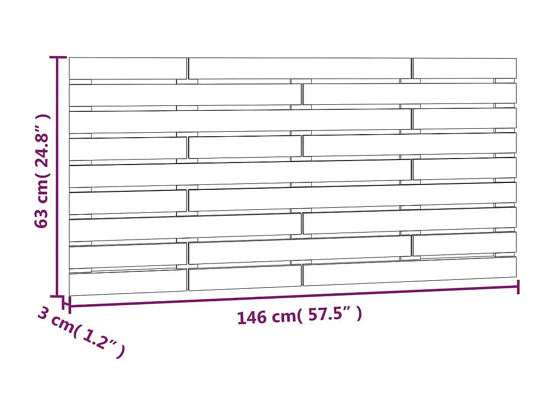 Hoofdbord | Hoofdeinde wandmontage 146x3x63 cm massief grenenhout zwart