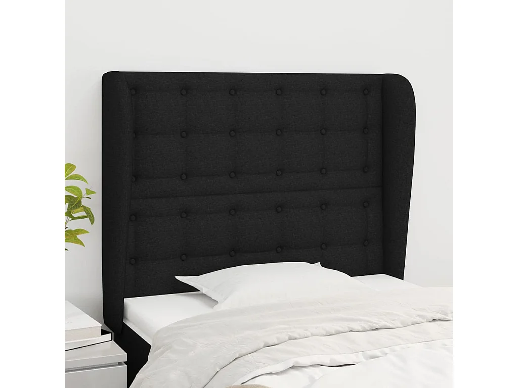 Hoofdbord | Hoofdeinde met randen 93x23x118/128 cm stof zwart