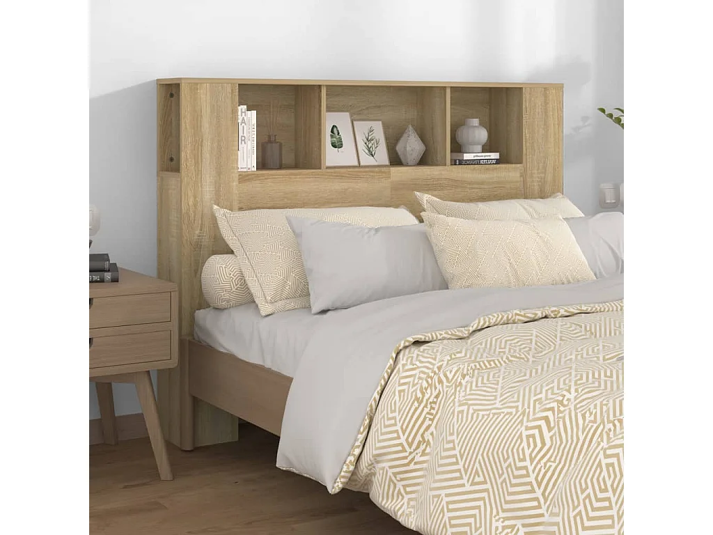 Tête de Lit avec rangement | Armoire de tête de lit Chêne sonoma 140x18,5x104,5 cm