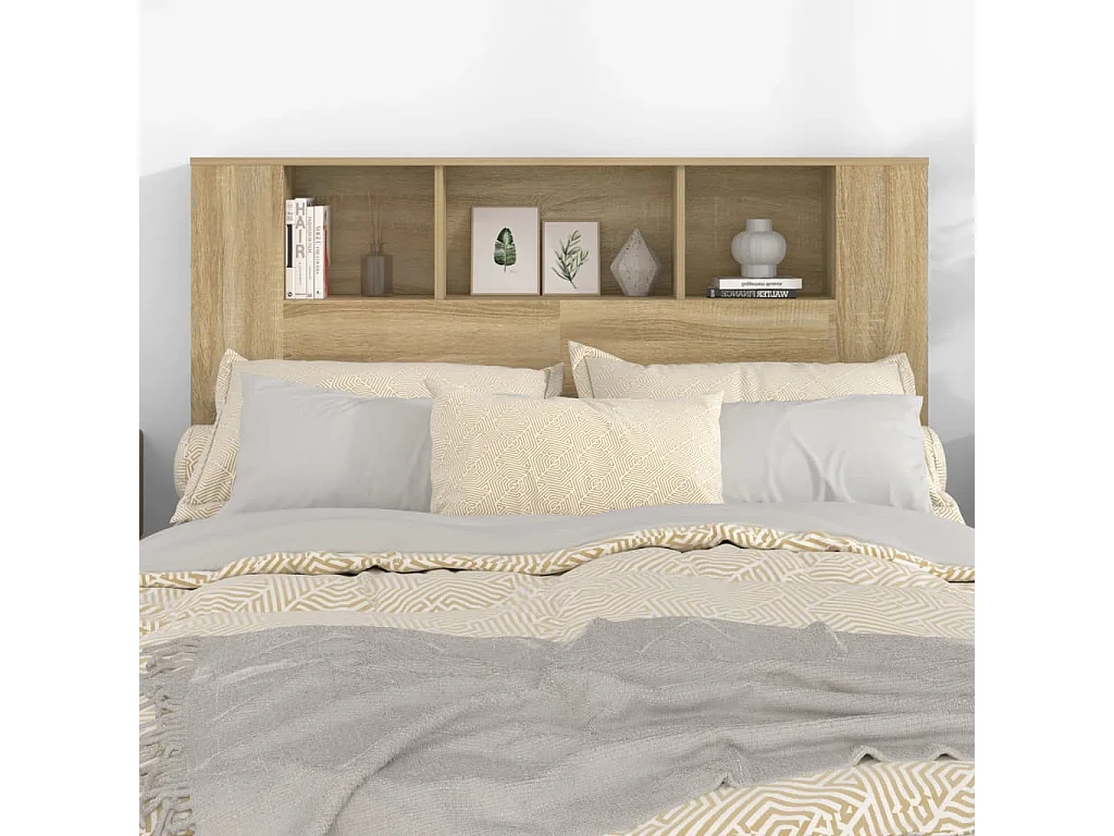 Tête de Lit avec rangement | Armoire de tête de lit Chêne sonoma 140x18,5x104,5 cm