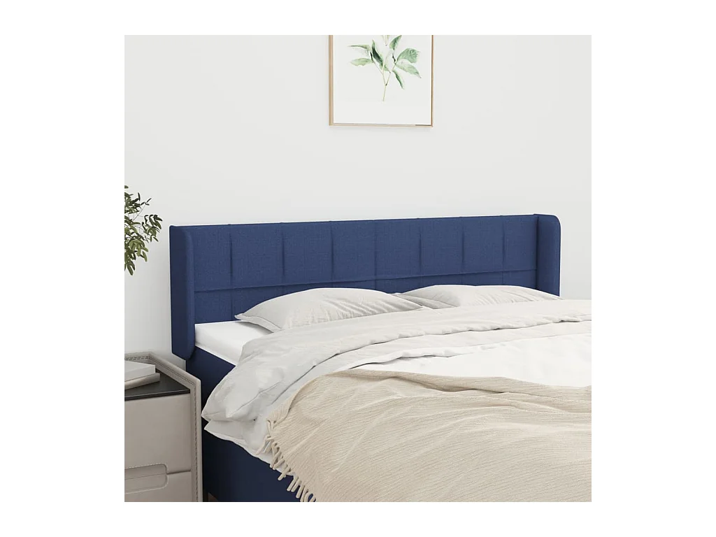 Mueble cabecero | Cabezal de cama | Cabecero de tela azul 147x16x78/88 cm