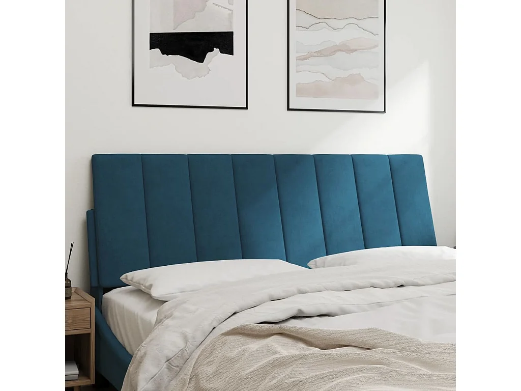Tête de lit | Coussin de tête de lit | Tête de lit décoratif bleu 140 cm velours