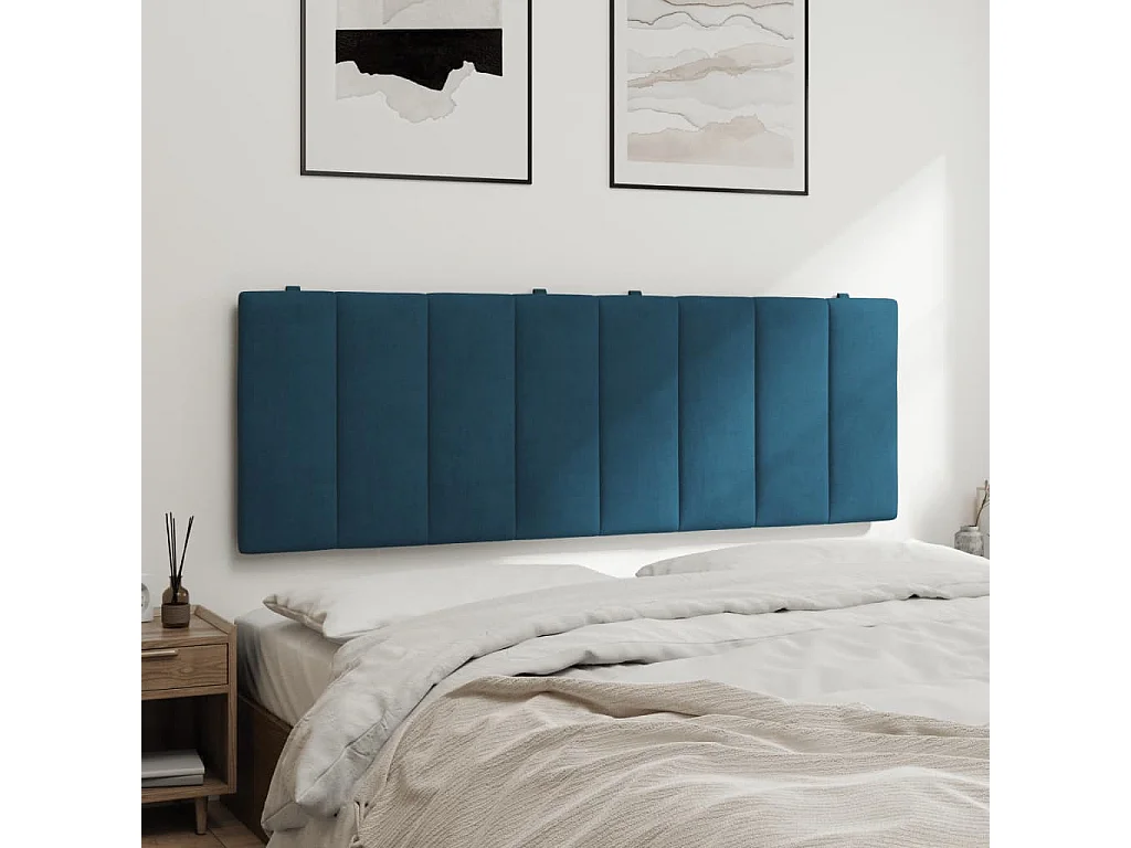 Tête de lit | Coussin de tête de lit | Tête de lit décoratif bleu 140 cm velours