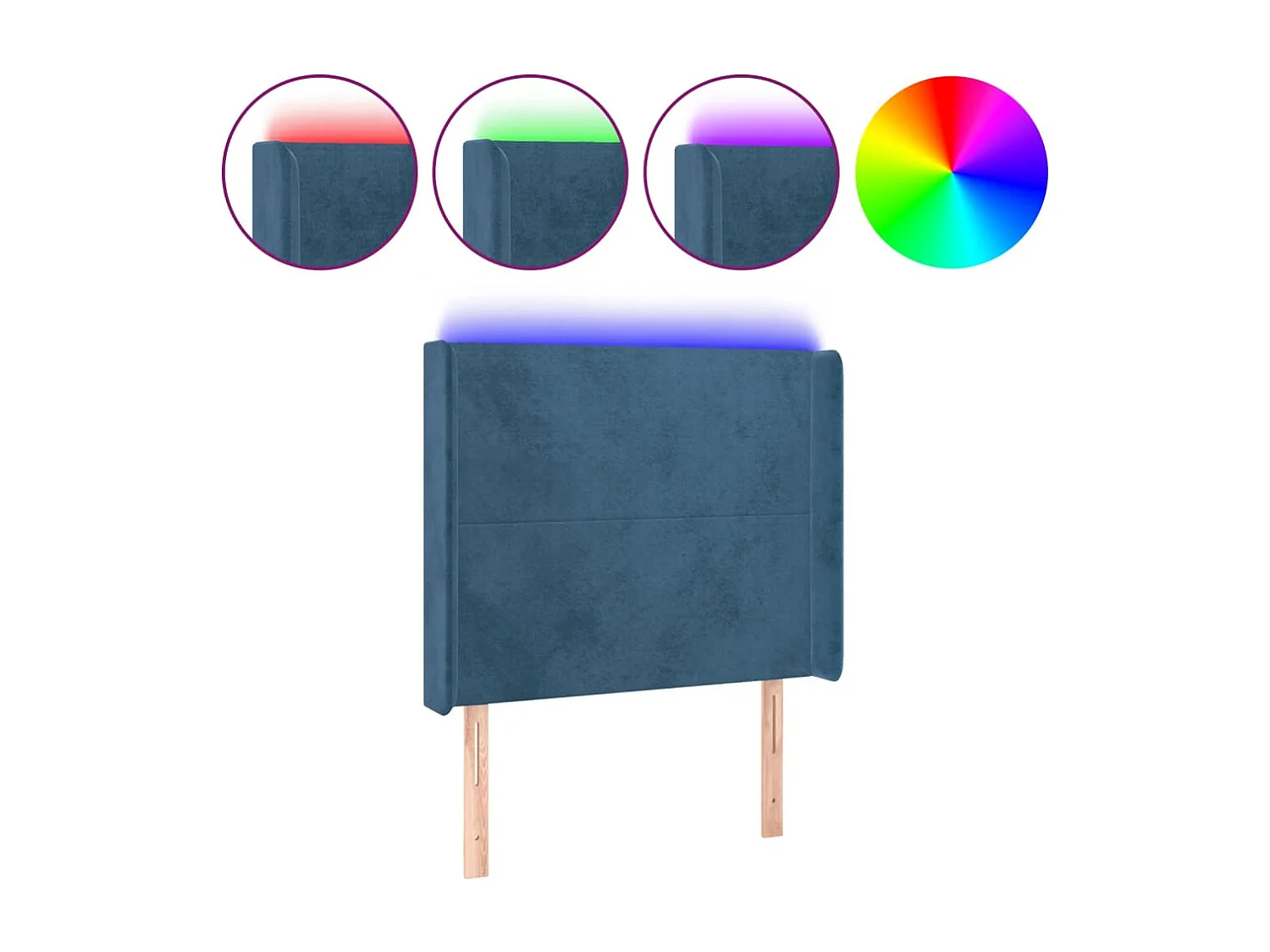 Tête de Lit | Panneau de tête pour lit Moderne à LED Bleu foncé 103x16x118/128 cm Velours