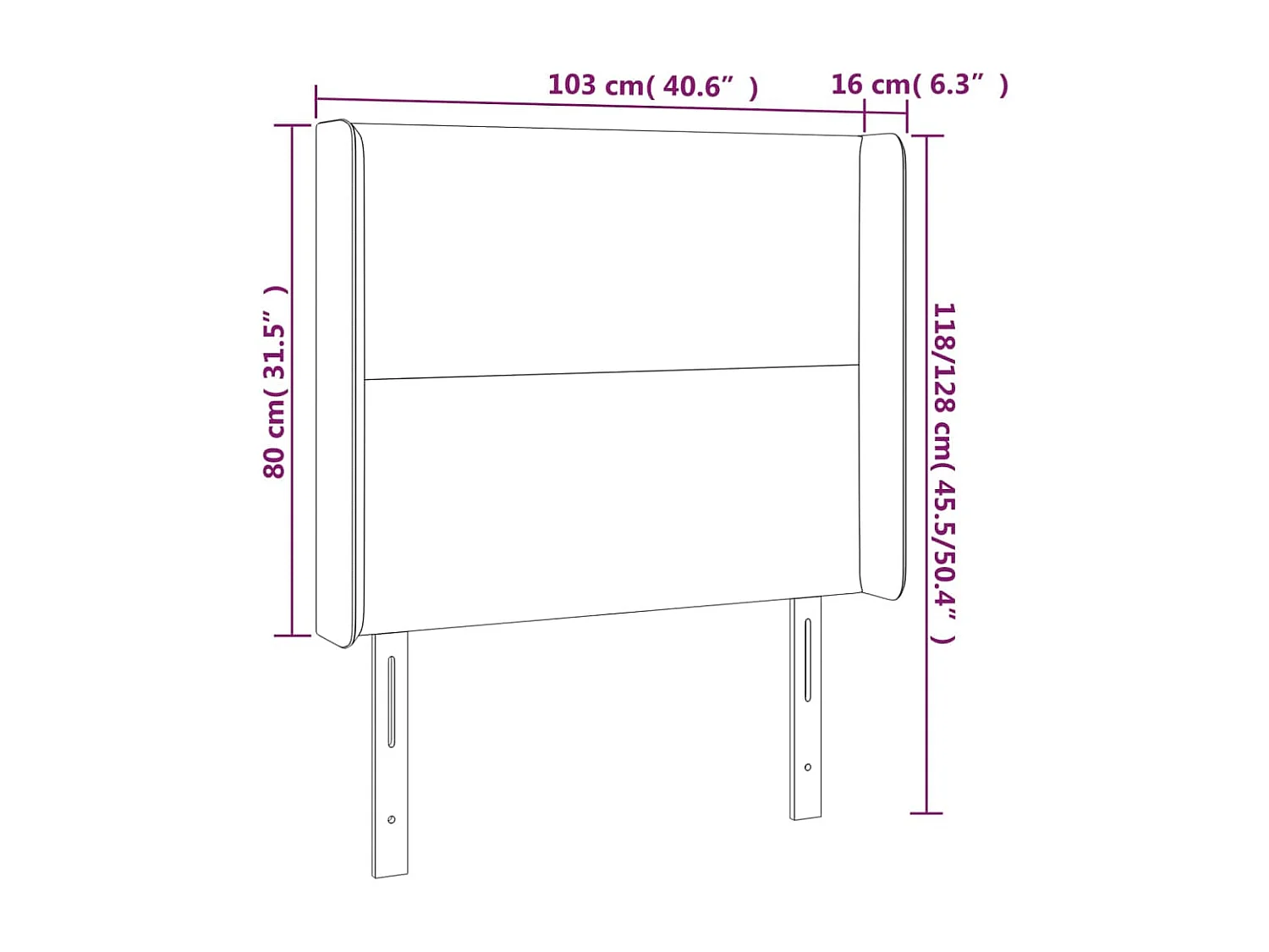 Tête de Lit | Panneau de tête pour lit Moderne à LED Bleu foncé 103x16x118/128 cm Velours