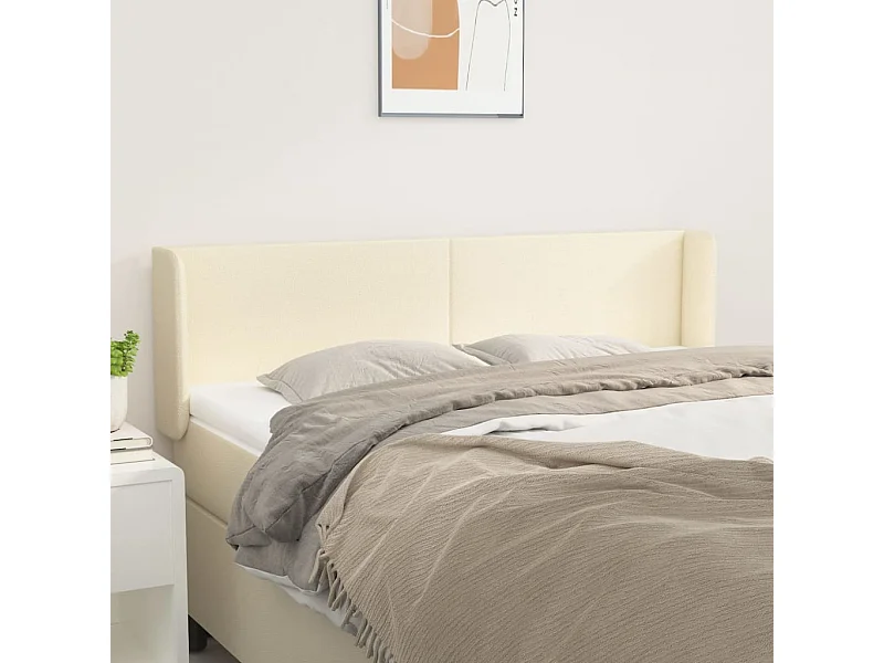 Tête de Lit | Panneau de tête pour lit Moderne avec oreilles Crème 147x16x78/88 cm Similicuir