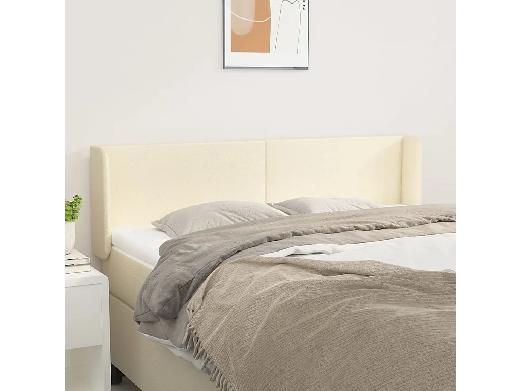 Mueble cabecero | Cabezal de cama | Cabecero de cuero sintético color crema 147x16x78/88 cm