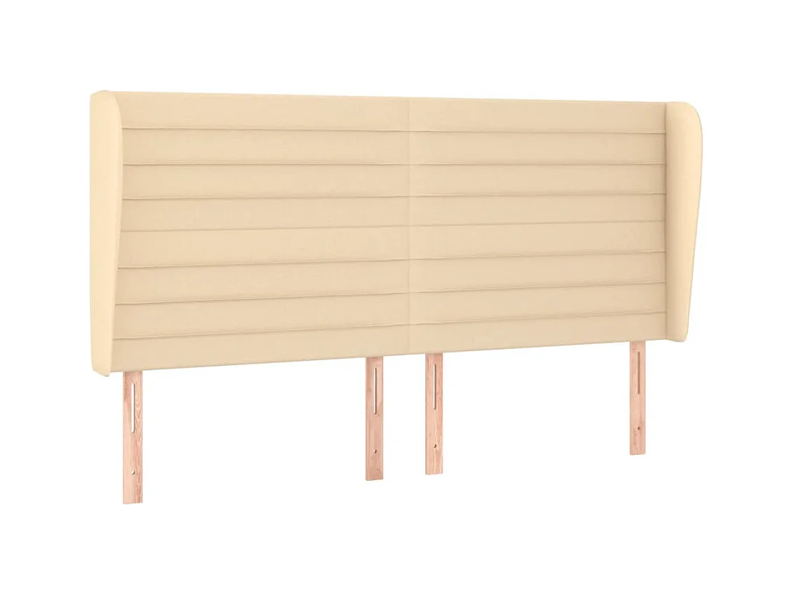 Cabecero | Cabezal de Cama | Mueble cabecero con orejas de tela color crema 163x23x118/128 cm