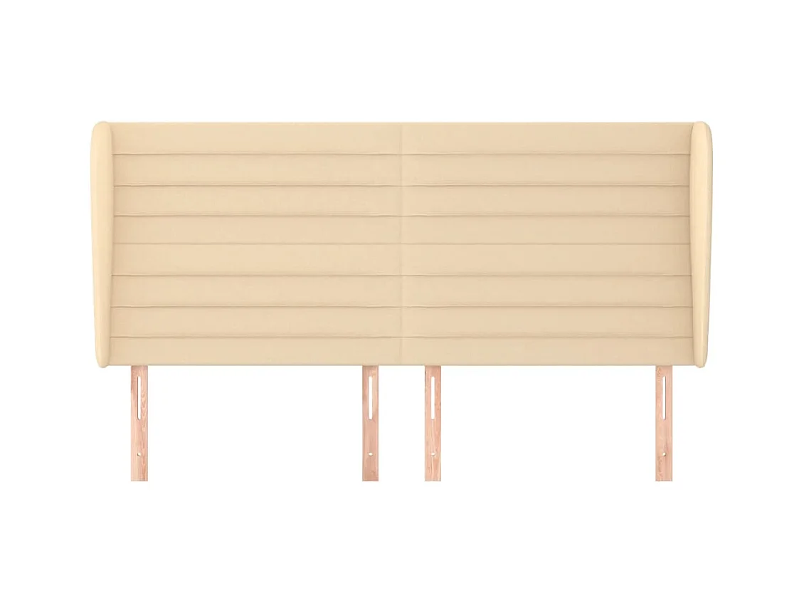 Cabecero | Cabezal de Cama | Mueble cabecero con orejas de tela color crema 163x23x118/128 cm