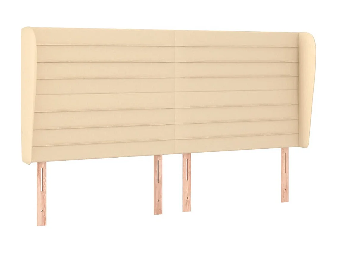 Tête de Lit | Panneau de tête pour lit Moderne avec oreilles Crème 163x23x118/128 cm Tissu