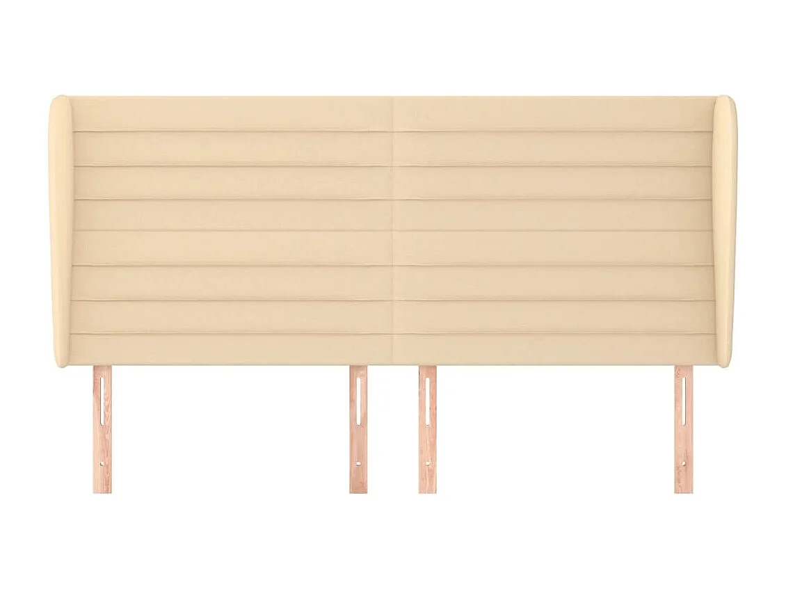 Tête de Lit | Panneau de tête pour lit Moderne avec oreilles Crème 163x23x118/128 cm Tissu