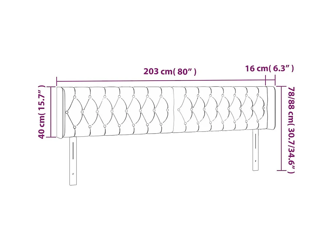 Cabecero | Cabezal de Cama | Mueble cabecero con LED de terciopelo rosa 203x16x78/88 cm