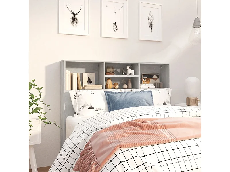 Cabecero de Cama | Cabezal de Cama | Mueble cabecero gris hormigón 120x19x103,5 cm