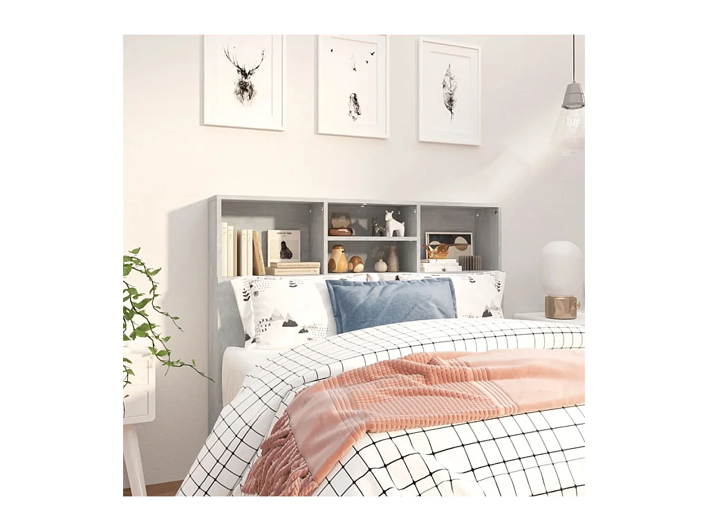 Cabecero de Cama | Cabezal de Cama | Mueble cabecero gris hormigón 120x19x103,5 cm