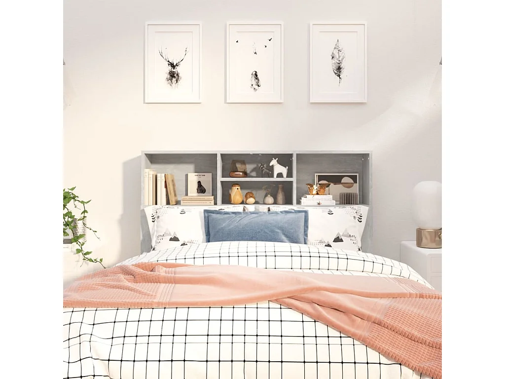 Tête de Lit avec rangement | Armoire de tête de lit Gris béton 120x19x103,5 cm