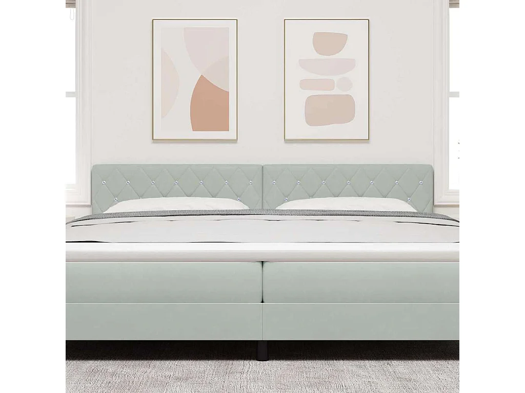 Tête de Lit | Panneau de tête pour lit Moderne en Velours Argyle Manuel Gris clair 200 cm Velours