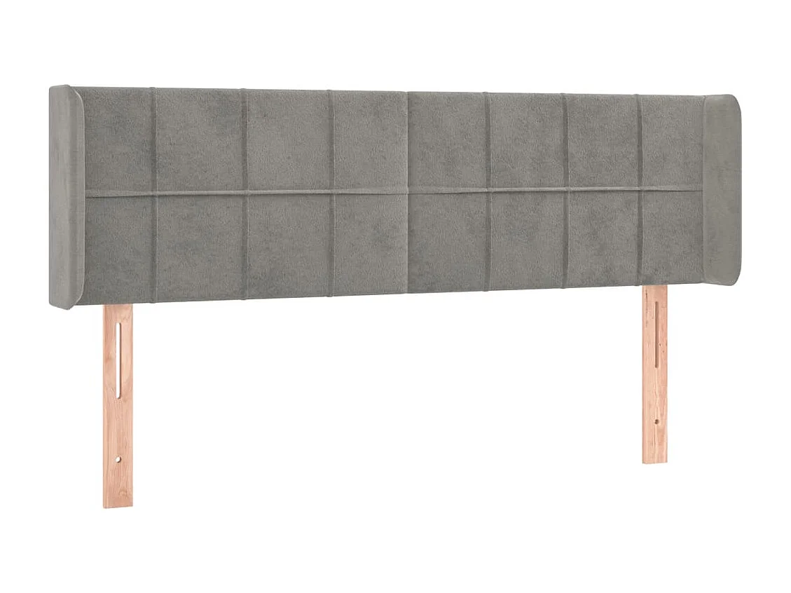 Tête de Lit | Panneau de tête pour lit Moderne avec oreilles Gris clair 147x16x78/88 cm Velours