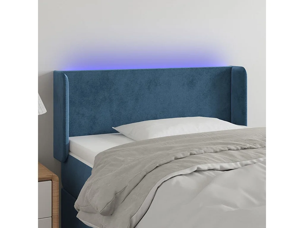 Hoofdbord | Hoofdeinde LED 103x16x78/88 cm fluweel donkerblauw