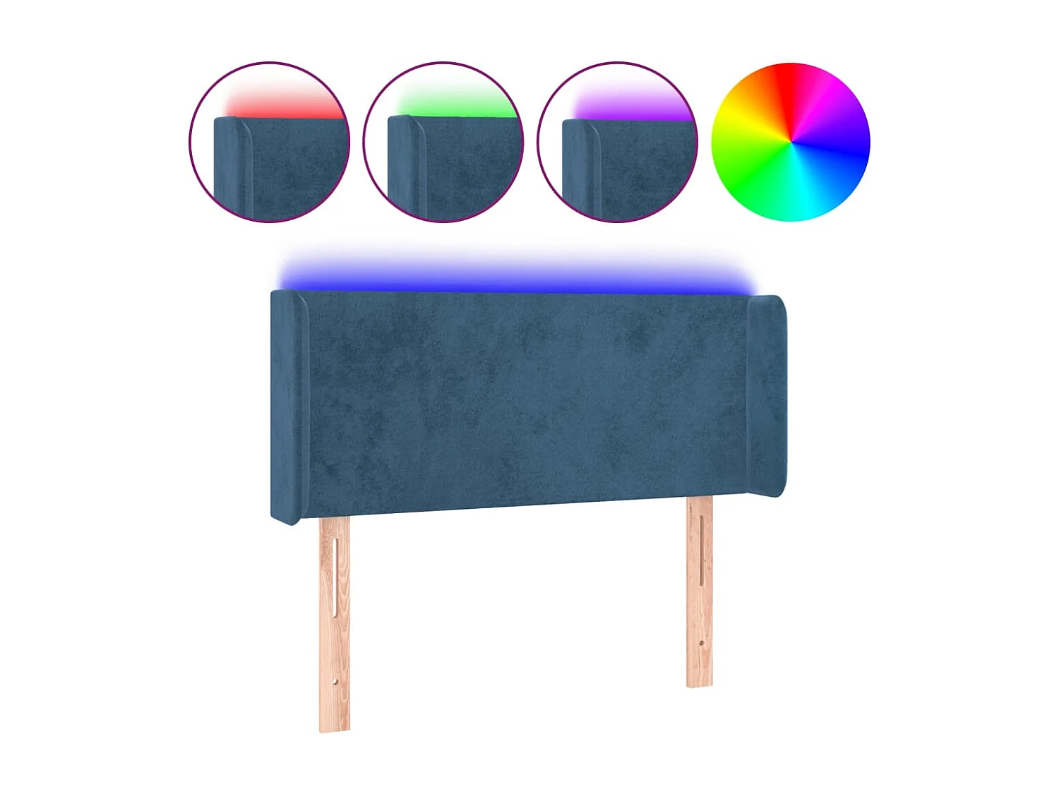 Hoofdbord | Hoofdeinde LED 103x16x78/88 cm fluweel donkerblauw