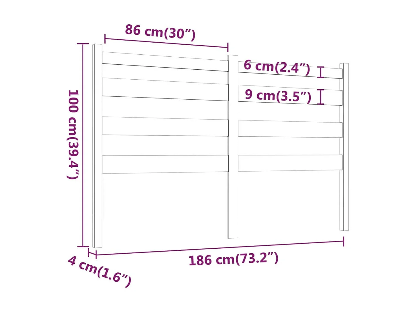 Tête de Lit | Panneau de tête pour lit Moderne Marron miel 186x4x100 cm Bois massif de pin