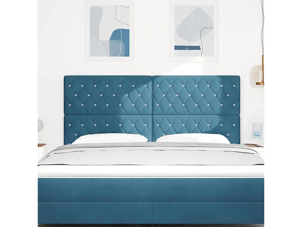 Mueble cabecero | Cabezal de cama | Cabecero de Terciopelo Argyle Azul oscuro 180 cm Terciopelo