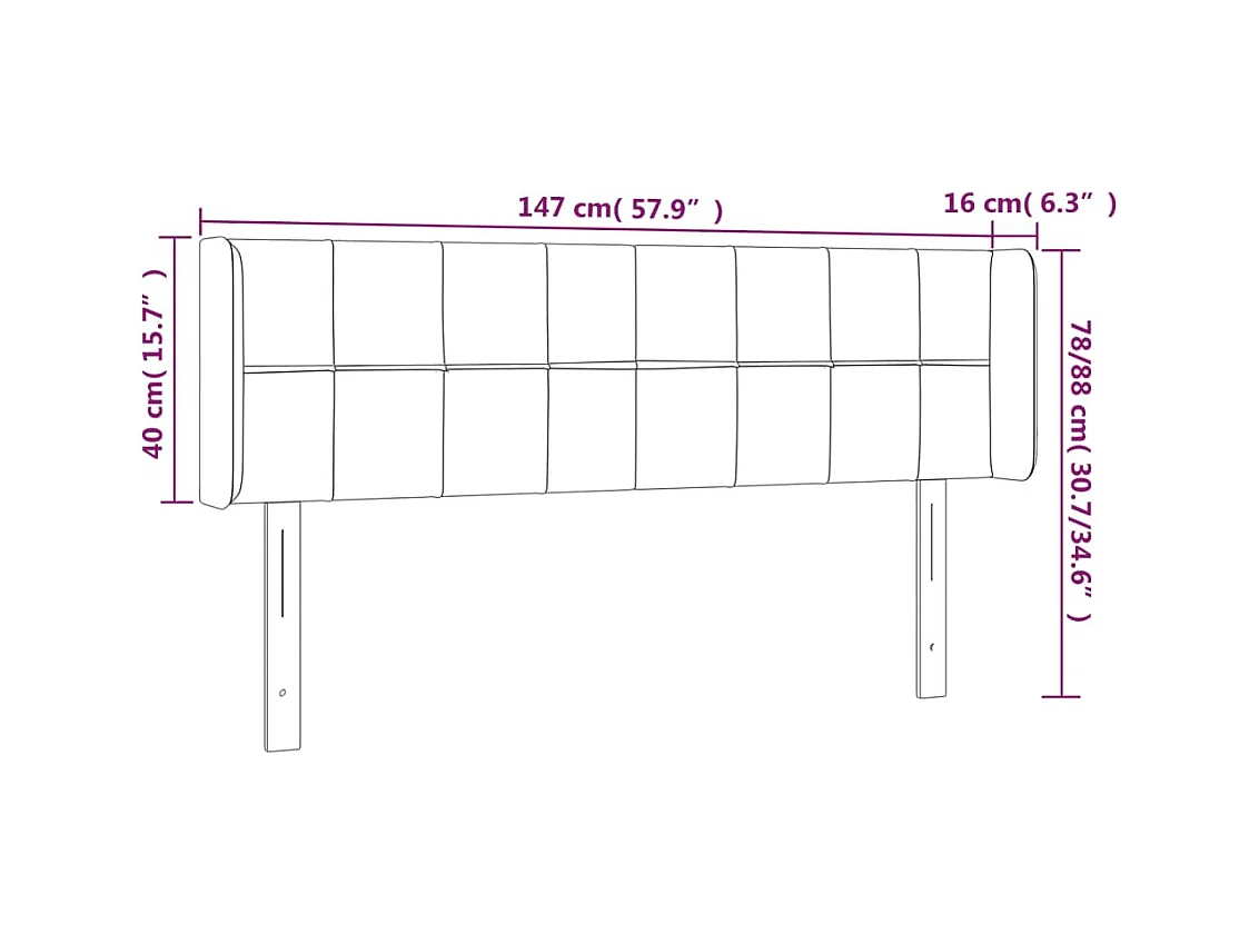 Mueble cabecero | Cabezal de cama | Cabecero con LED de tela crema 147x16x78/88 cm