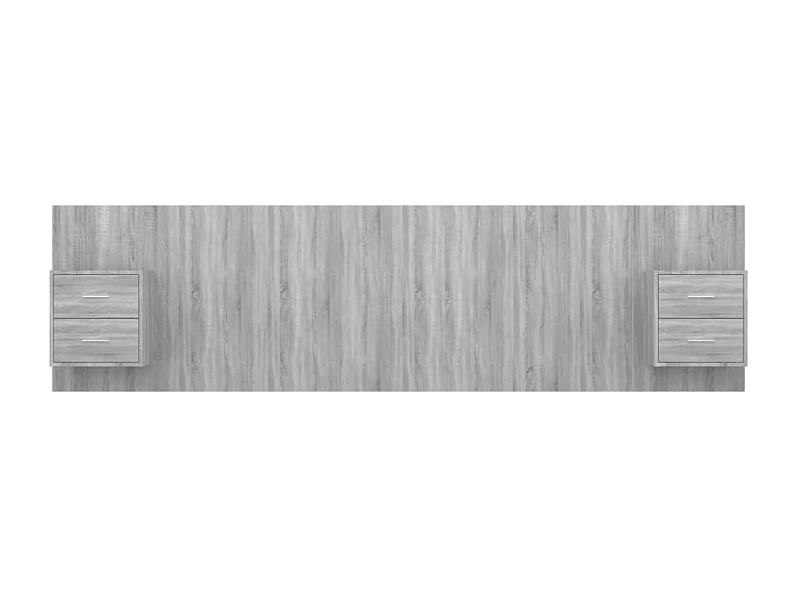 Mueble cabecero | Cabezal de cama | Cabecero de cama y mesitas madera contrachapada gris Sonoma