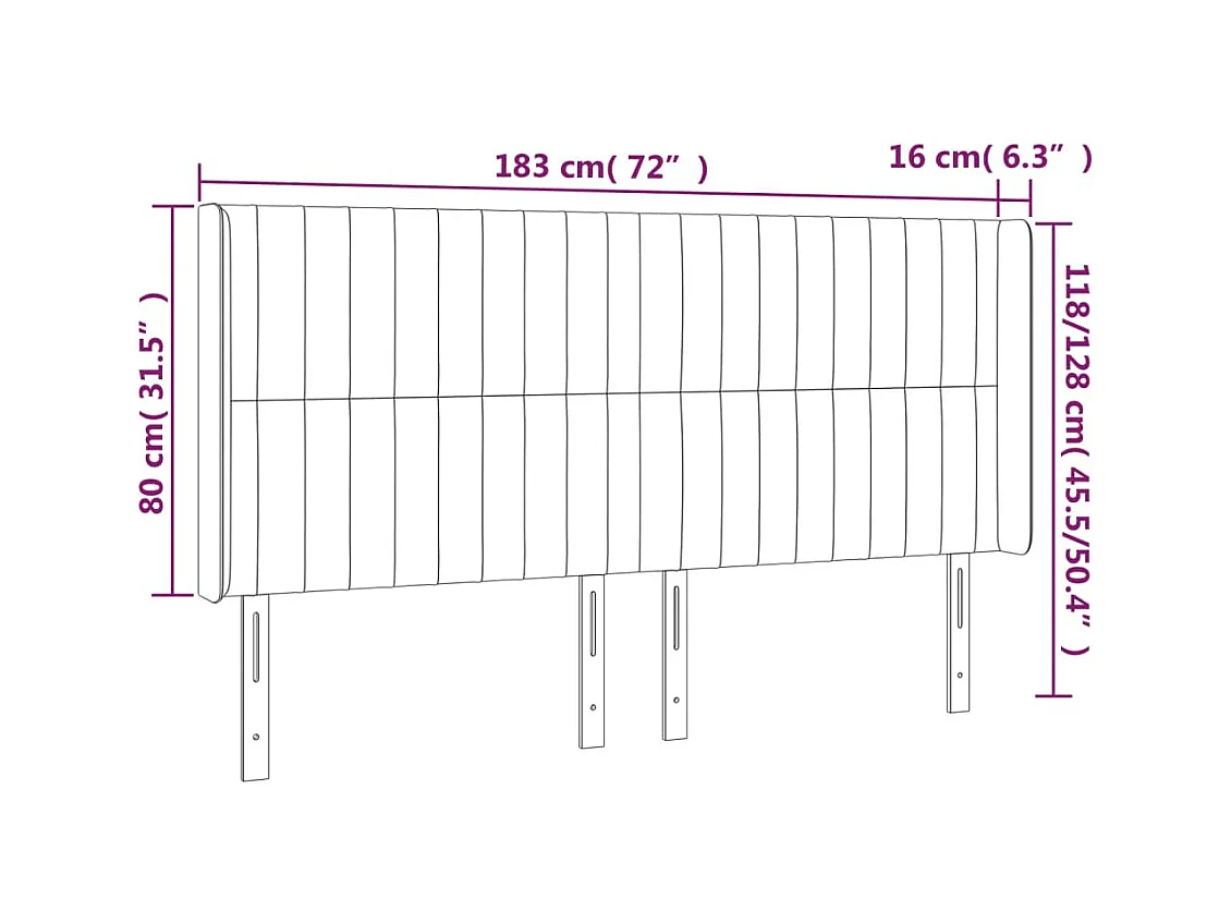 Cabecero | Cabezal de Cama | Mueble cabecero con LED de terciopelo gris claro 183x16x118/128 cm