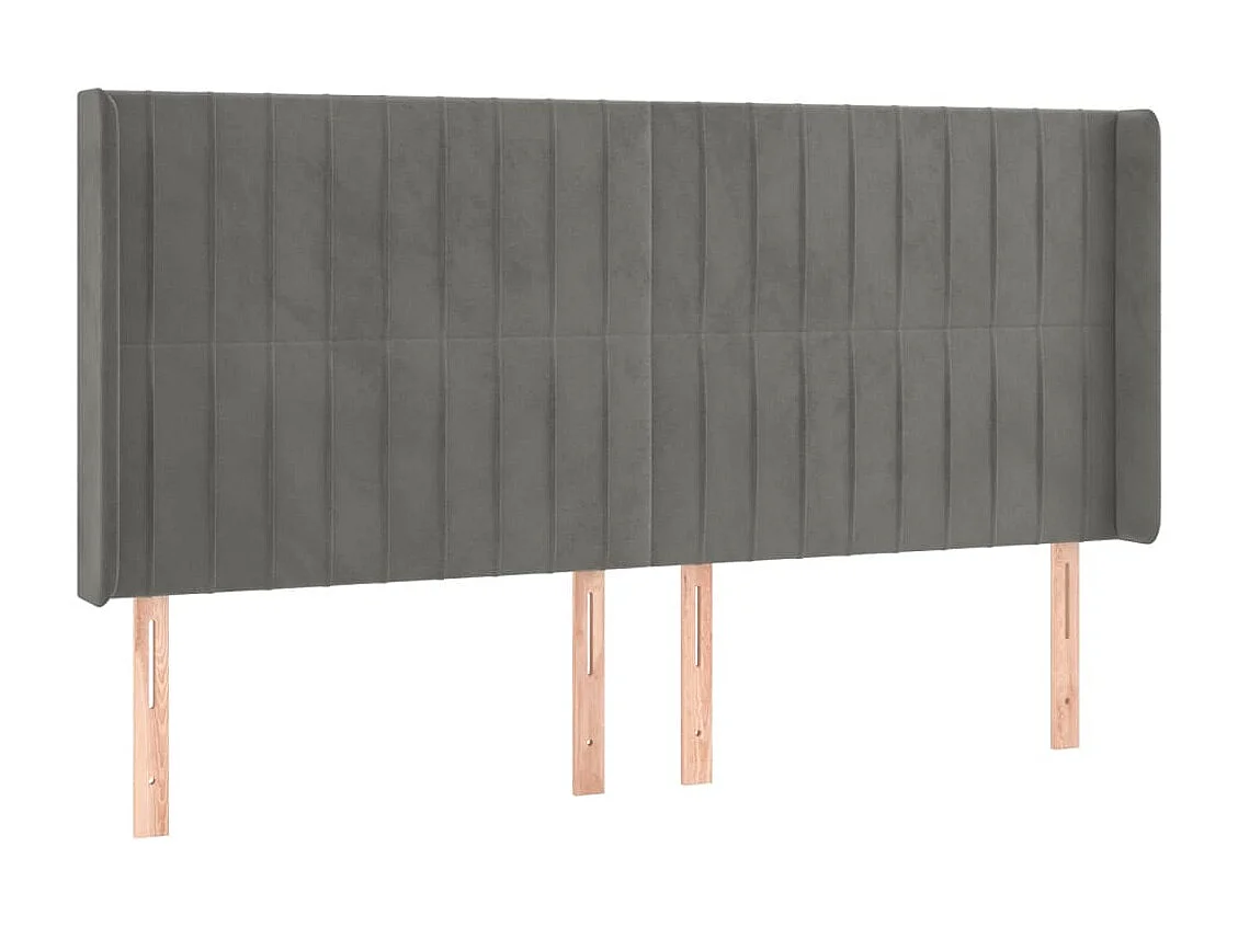 Hoofdbord | Hoofdeinde LED 183x16x118/128 cm fluweel lichtgrijs
