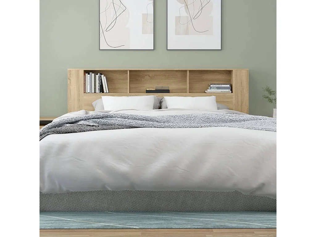 Tête de Lit avec rangement | Armoire de tête de lit chêne sonoma 200x18,5x104,5 cm