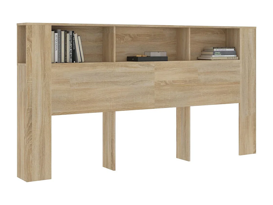 Tête de Lit avec rangement | Armoire de tête de lit chêne sonoma 200x18,5x104,5 cm