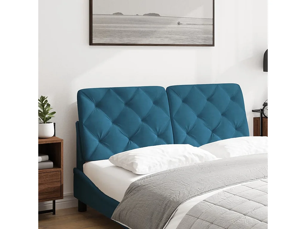 Hoofdbord | Hoofdbordkussen 120 cm fluweel blauw