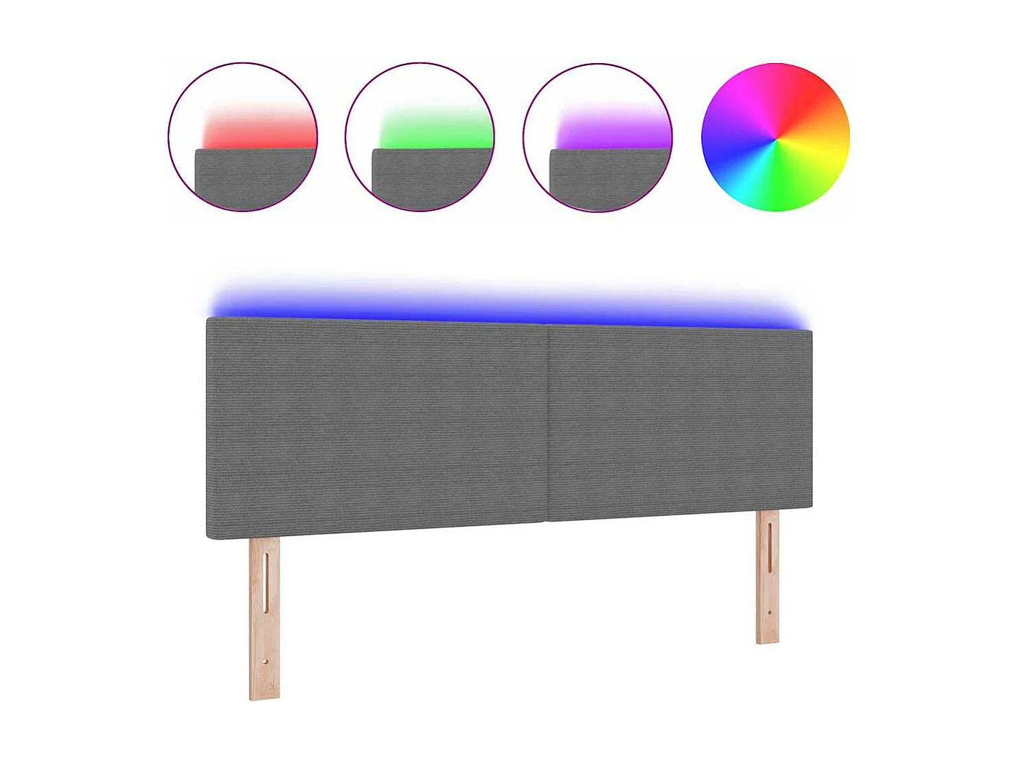 Tête de Lit | Panneau de tête pour lit Moderne LED avec des lumières à LED Gris clair 160 cm tissu