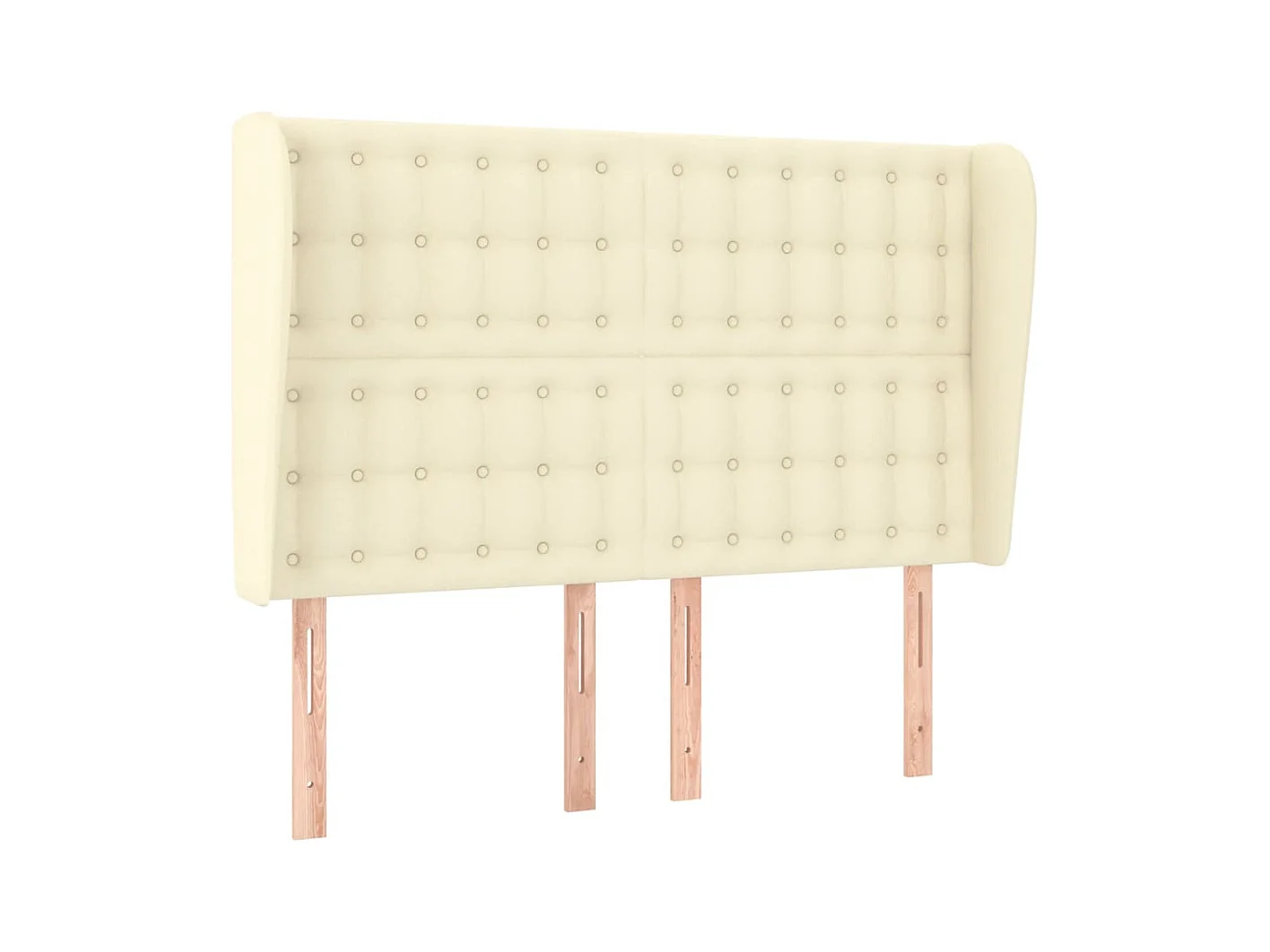 Cabecero | Cabezal de Cama | Mueble cabecero con orejas de cuero sintético crema 147x23x118/128cm