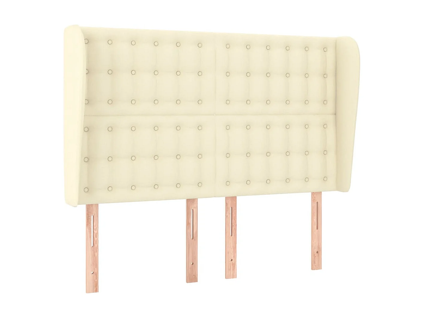 Cabecero | Cabezal de Cama | Mueble cabecero con orejas de cuero sintético crema 147x23x118/128cm