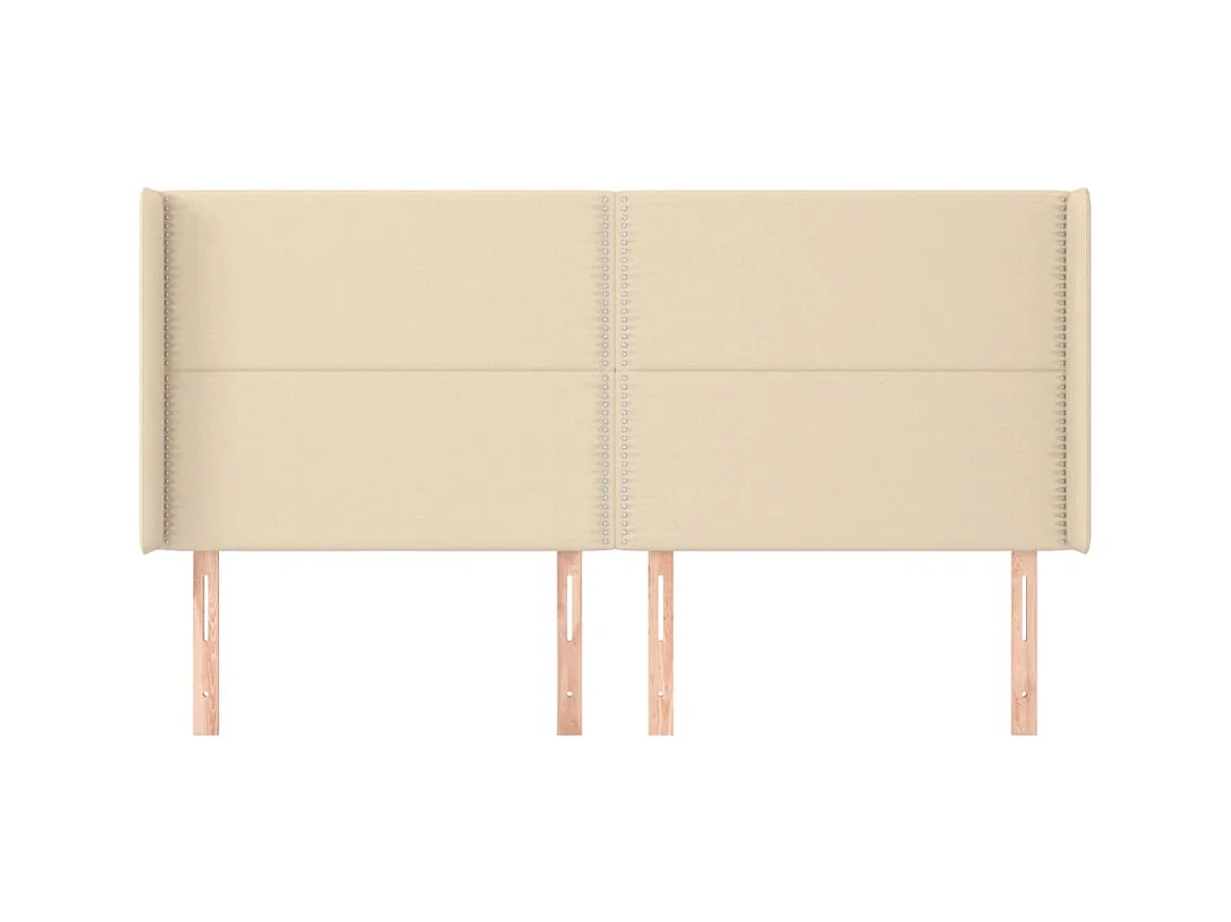 Tête de Lit | Panneau de tête pour lit Moderne avec oreilles Crème 183x16x118/128 cm Tissu