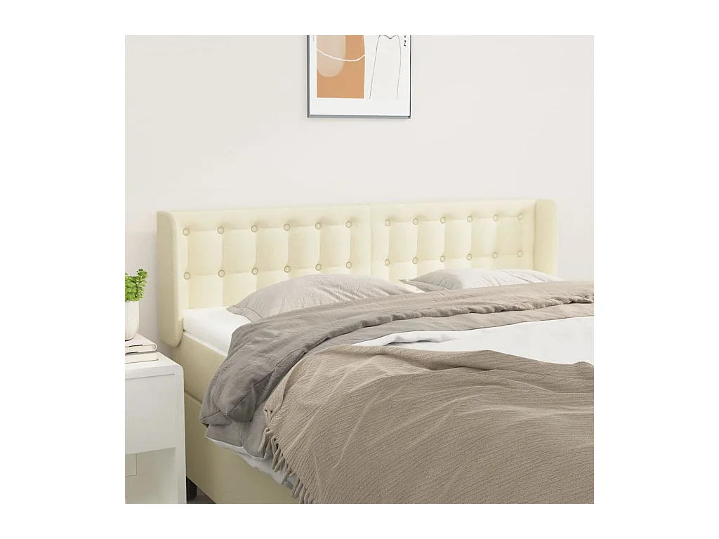 Mueble cabecero | Cabezal de cama | Cabecero de cuero sintético color crema 147x16x78/88 cm
