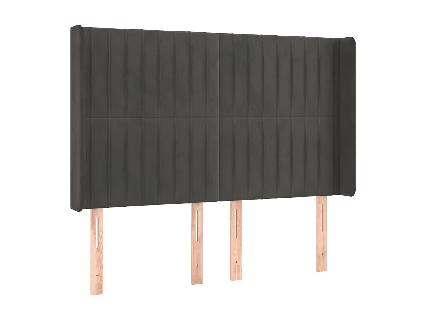 Tête de Lit | Panneau de tête pour lit Moderne à LED Gris foncé 147x16x118/128 cm Velours