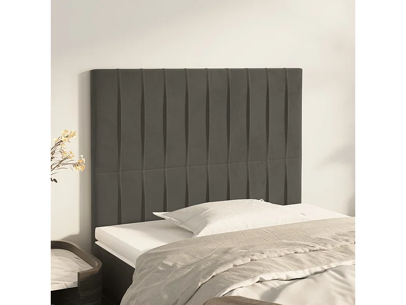 Cabeceros | Cabezal de cama | Mueble de cabecero 2 unidades de terciopelo gris oscuro 90x5x78/88 cm