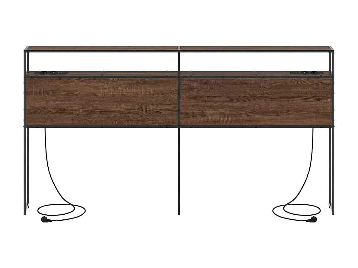 Mueble cabecero con almacenamiento | Cabecera de almacenamiento con estante Marrón roble 200 cm