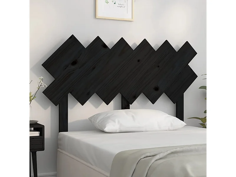 Cabecero de Cama | Cabezal de cama | Mueble de cabecero madera maciza de pino negro 122,5x3x80,5 cm