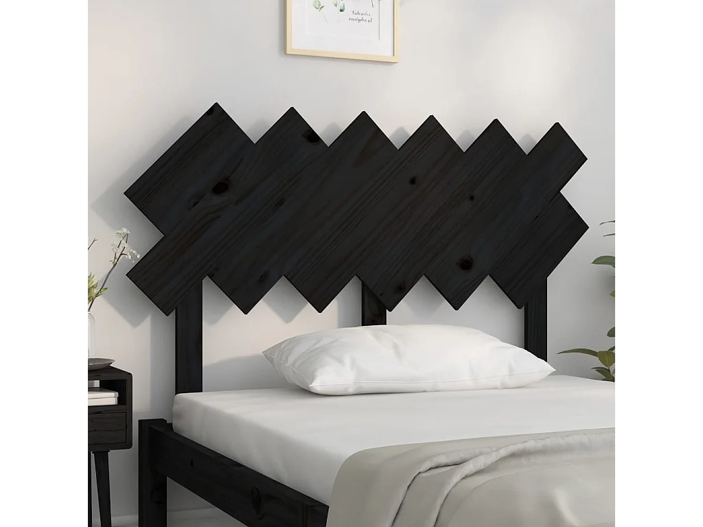 Cabecero de Cama | Cabezal de cama | Mueble de cabecero madera maciza de pino negro 122,5x3x80,5 cm