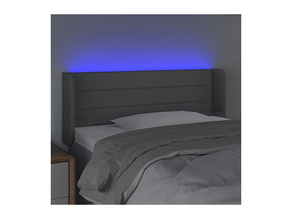 Mueble cabecero | Cabezal de cama | Cabecero con LED de tela gris claro 93x16x78/88 cm