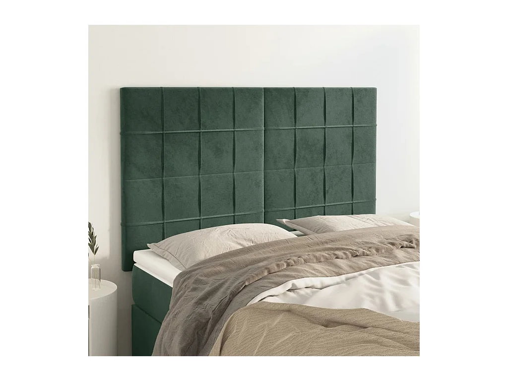 Têtes de lit | Panneaux de tête pour lit Moderne 4 pcs Vert foncé 72x5x78/88 cm Velours