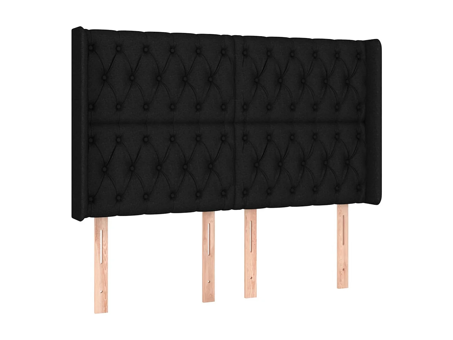 Tête de Lit | Panneau de tête pour lit Moderne à LED Noir 163x16x118/128 cm Tissu