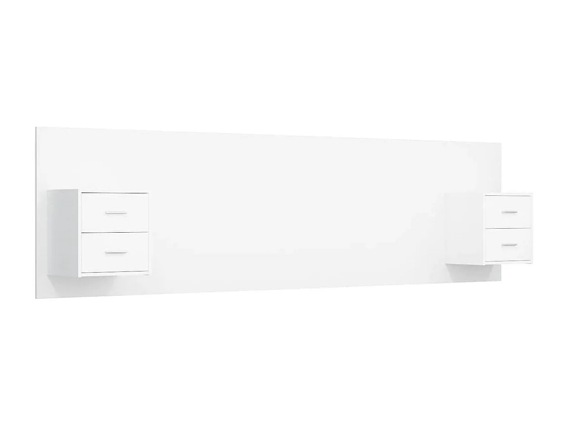 Cabecero de Cama | Cabezal de cama | Mueble de cabecero con mesitas madera contrachapada blanco