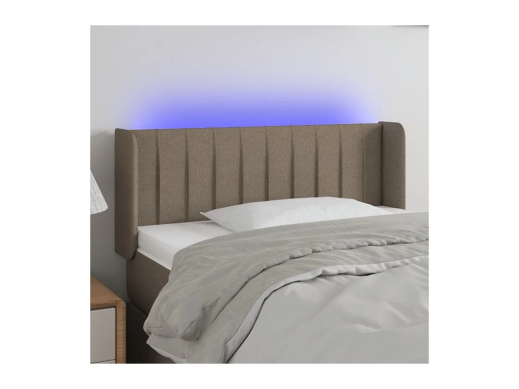 Mueble cabecero | Cabezal de cama | Cabecero con LED de tela gris taupe 103x16x78/88 cm