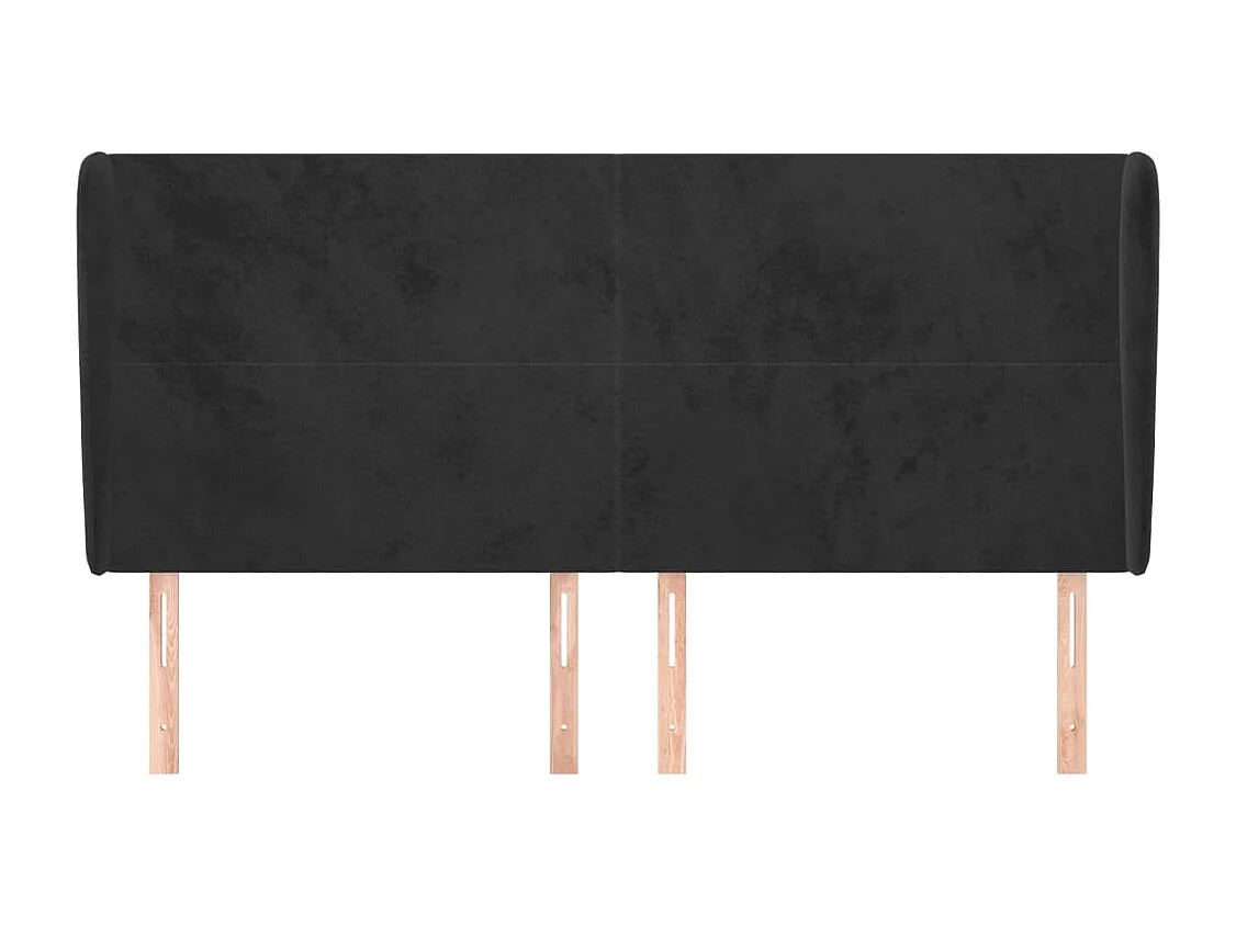 Tête de Lit | Panneau de tête pour lit Moderne avec oreilles Noir 163x23x118/128 cm Velours