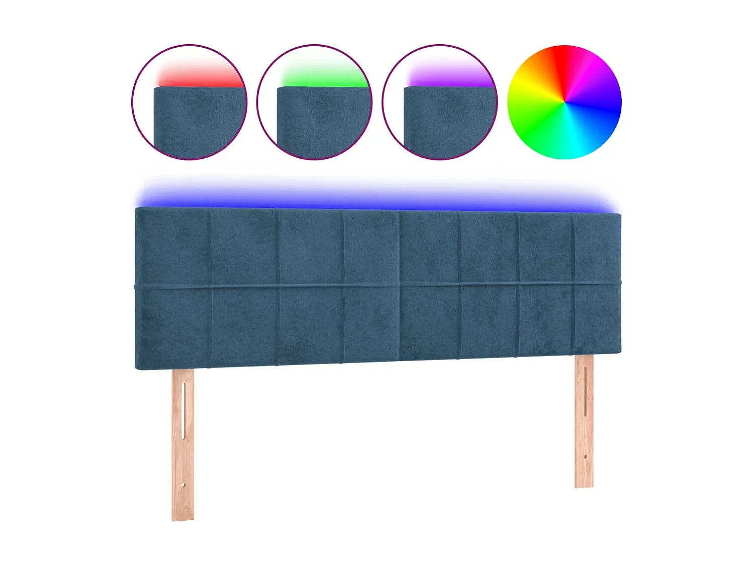 Hoofdbord | Hoofdeinde LED 144x5x78/88 cm fluweel donkerblauw