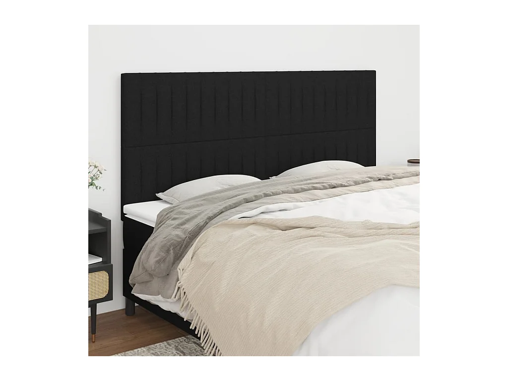 Têtes de lit | Panneaux de tête pour lit Moderne 4 pcs Noir 90x5x78/88 cm Tissu